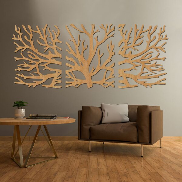 Trojdielny obraz na stenu konáre moderné vetvy stromu | DRNDO: HDF - Javor 50 x 20 cm 4678-110927 HDF0502-akcia20