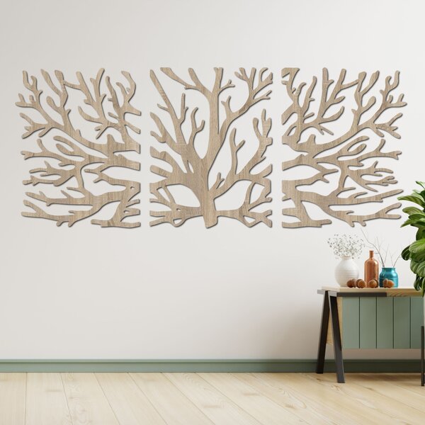Trojdielny obraz na stenu konáre moderné vetvy stromu | DRNDO: HDF - Javor 50 x 20 cm 4678-110927 HDF0502-akcia20