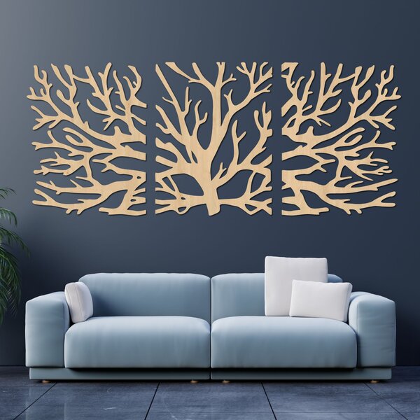 Trojdielny obraz na stenu konáre moderné vetvy stromu | DRNDO: HDF - Javor 50 x 20 cm 4678-110927 HDF0502-akcia20