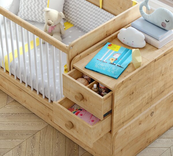 Cilek Rastúca hojdacia postieľka s prebaľovacím pultom Mocha Baby