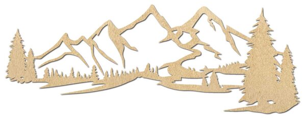Nástenné umenie s motívom hory a les | TRARTE: Prírodná preglejka - Topoľ natural 55 x 20 cm 4688-111293 PR0414-akcia20