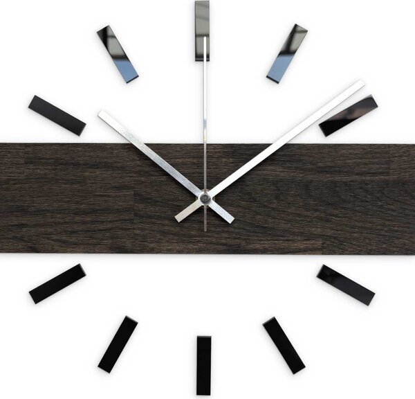 Ručne vyrobené vodorovné dubové nástenné hodiny - CRYSA: Strieborné ručičky 60 cm 4683-111269 MAS021-3169-SILVER-60