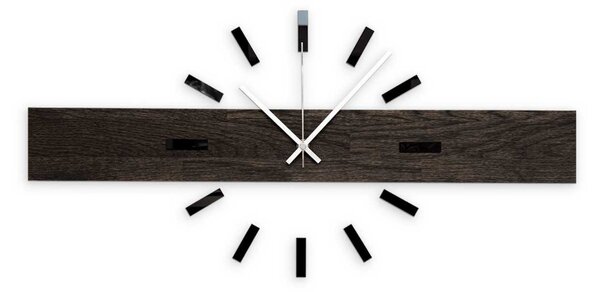Ručne vyrobené vodorovné dubové nástenné hodiny - CRYSA: Strieborné ručičky 60 cm 4683-111269 MAS021-3169-SILVER-60