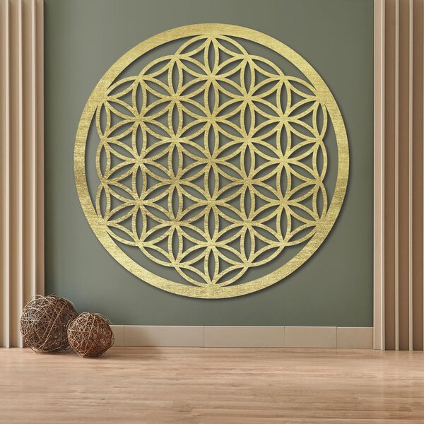 Drevená nástenná dekorácia Kvet života posvätná geometria mandala | FOGO: Preglejka - Biela farba 40 cm 4689-111361 PR0168-akcia20