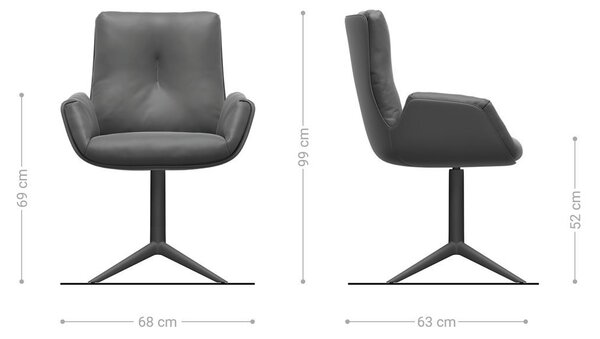 DELIFE Otočná jedálenská stolička Clea-Flex zmiešané materiály pravá koža bielo-strieborno sivá podstava biela 360° otočná hojdacia funkcia