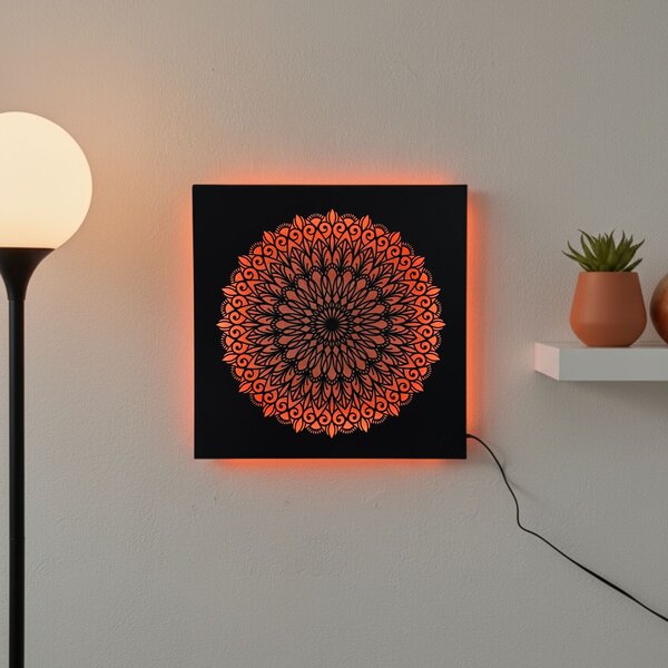 LED drevený obraz Mandala – podsvietená mandala | BAKE: HDF - Orech LED RGB multicolor 30 cm 4698-112148 LED0251