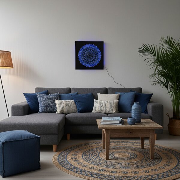 LED drevený obraz Mandala – podsvietená mandala | BAKE: HDF - Orech LED RGB multicolor 30 cm 4698-112148 LED0251