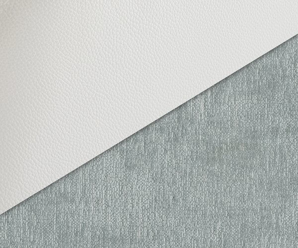 DELIFE Otočná jedálenská stolička Luan-Flex s opierkami zmiešané materiály pravá koža bielo-pastelovo modrá podstava biela otočná o 360° s hojdacou funkciou