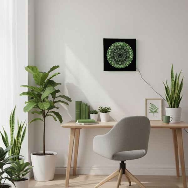 LED drevený obraz Mandala – podsvietená mandala | BAKE: HDF - Orech LED RGB multicolor 30 cm 4698-112148 LED0251