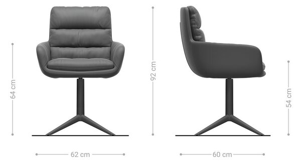 DELIFE Otočná jedálenská stolička Abelia-Flex s opierkami zmiešané materiály čierna podstava podstava efektová titánová 360° otočná hojdacia funkcia