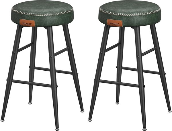 VASAGLE Barová stolička - zelená - 49,5x63x49,5 cm - set 2 ks