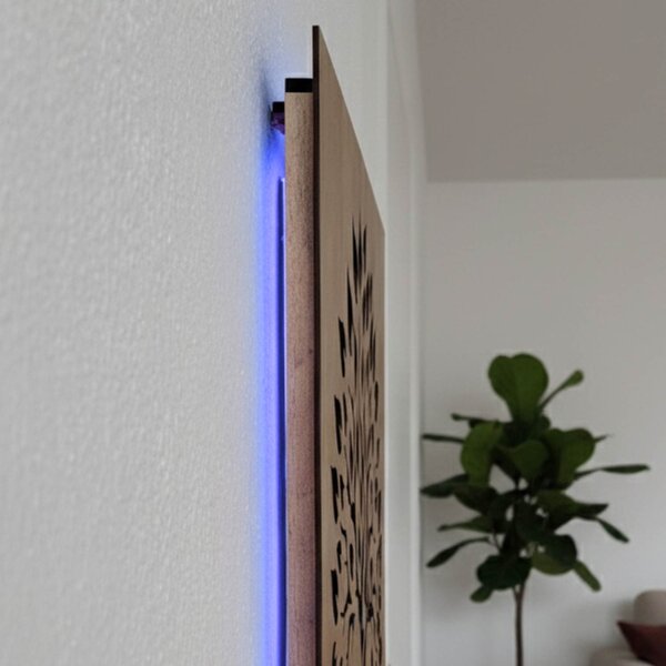 Podsvietený drevený obraz „Strom života“ LED nástenná dekorácia | BAKE: HDF - Orech LED RGB multicolor 30 cm 4697-112103 LED0564