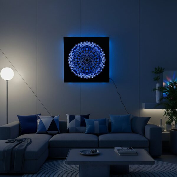 LED drevený obraz Mandala – podsvietená mandala | BAKE: HDF - Orech LED RGB multicolor 30 cm 4698-112148 LED0251