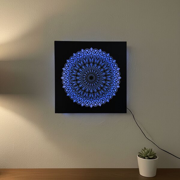 LED drevený obraz Mandala – podsvietená mandala | BAKE: HDF - Orech LED RGB multicolor 30 cm 4698-112148 LED0251