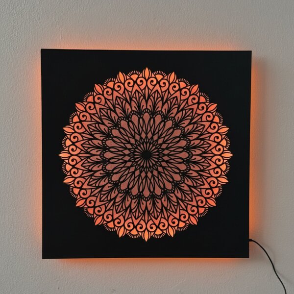 LED drevený obraz Mandala – podsvietená mandala | BAKE: HDF - Orech LED RGB multicolor 30 cm 4698-112148 LED0251