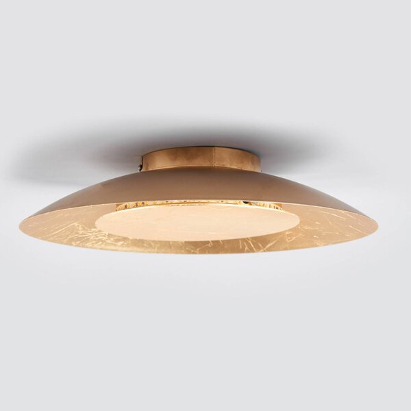 Lindby LED stropné svietidlo Keti, Ø 35 cm, zlatá farba, kruhový tvar, kov, Mosadz / zlato, Chodba, kov, Moderný, Závesné svietidlo