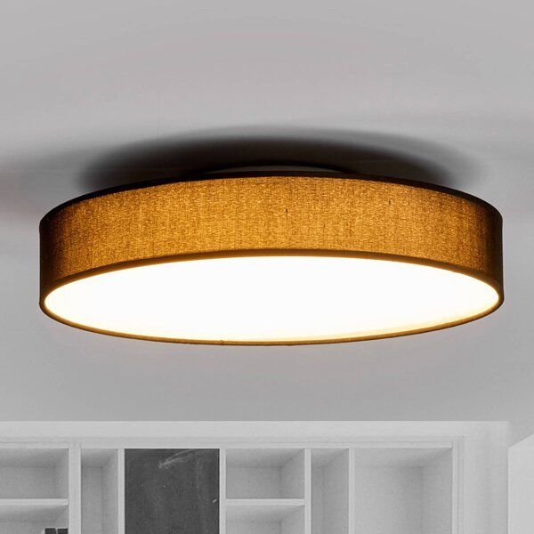 Lindby LED stropné svietidlo Saira, Ø 40 cm, čierna farba, textil, Čierna, Obývacia izba / jedáleň, Textil / látka / hodváb, Moderný, Závesné svietidlo