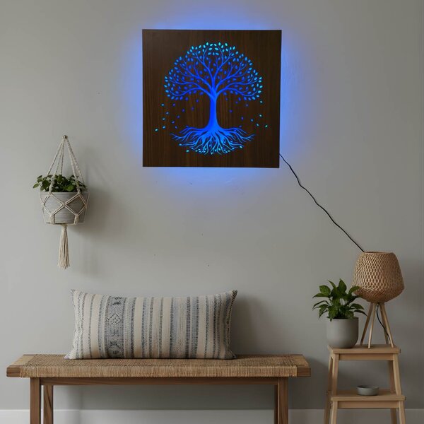 LED drevený obraz – Strom života s RGB podsvietením - KLARMA: HDF - Orech LED RGB multicolor 30 cm 4703-112448 LED0562