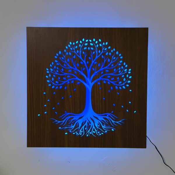 LED drevený obraz – Strom života s RGB podsvietením - KLARMA: HDF - Orech LED RGB multicolor 30 cm 4703-112448 LED0562