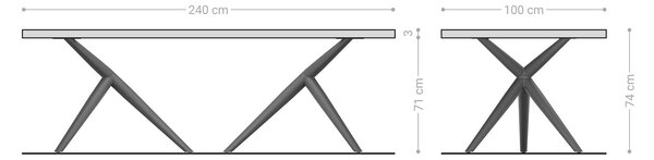 DELIFE Jedálenský stôl Edge 240x100 akácia prírodná Estelar okrúhly kov čierna Live-Edge