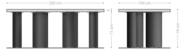 DELIFE Jedálenský stôl Edge 200x100x2,5 cm dub prírodný pilier kov čierny Live-Edge