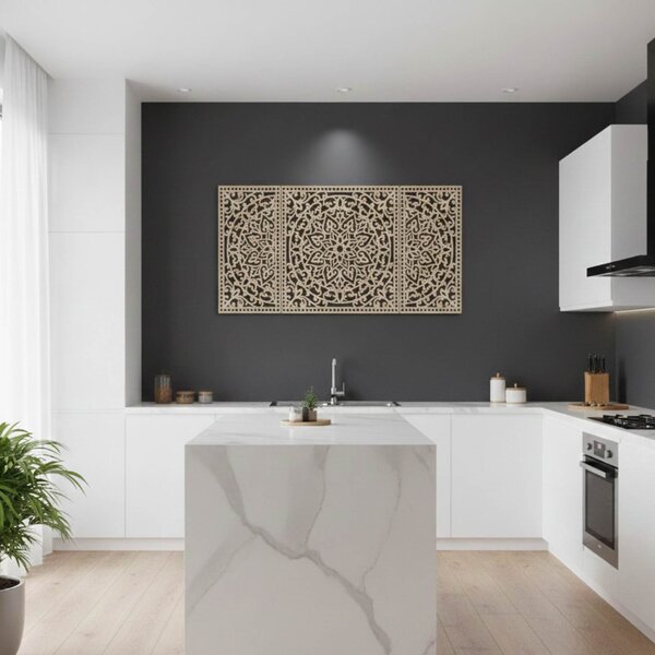 Drevená nástenná dekorácia Mandala | FLORIA: HDF - Javor 105 x 50 cm 4713-112978 HDF0514-B