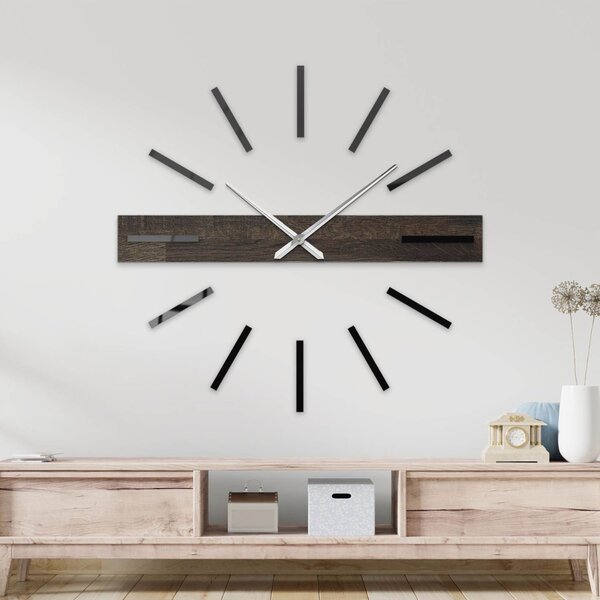 Luxusné dubové nástenné hodiny z masívu | KOPLOK: Strieborné ručičky 80 cm 4722-113198 MAS025-3169-SILVER-80