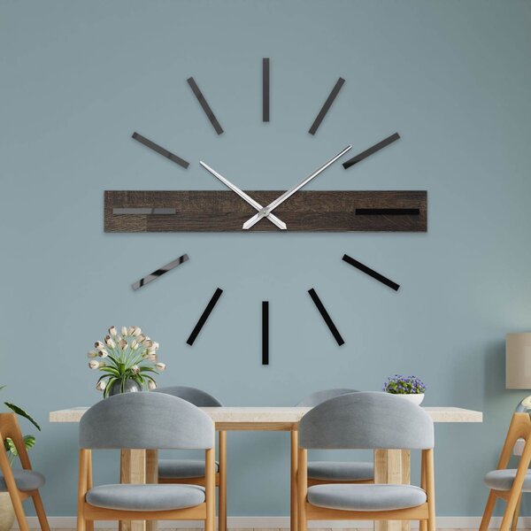 Luxusné dubové nástenné hodiny z masívu | KOPLOK: Strieborné ručičky 80 cm 4722-113198 MAS025-3169-SILVER-80