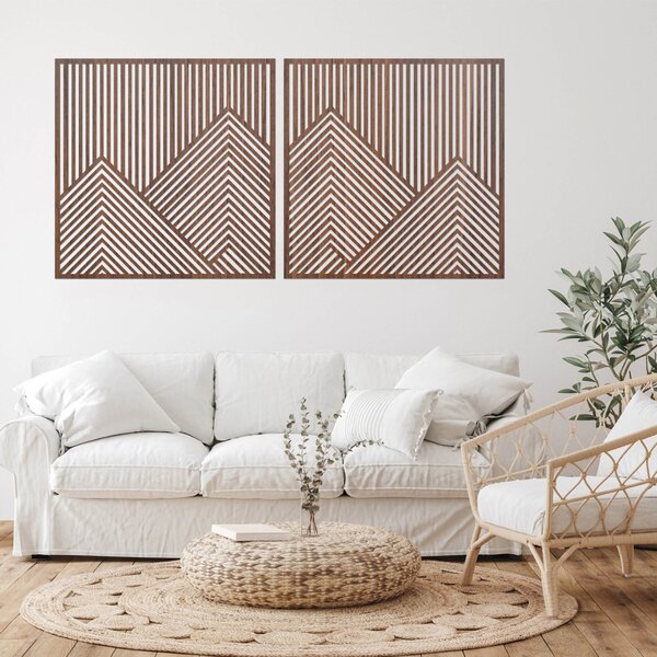 Nástenná dekorácia z dvoma s geometrickými horskými líniami | LERA: HDF - Javor 20 cm 4758-113644 HDF0481