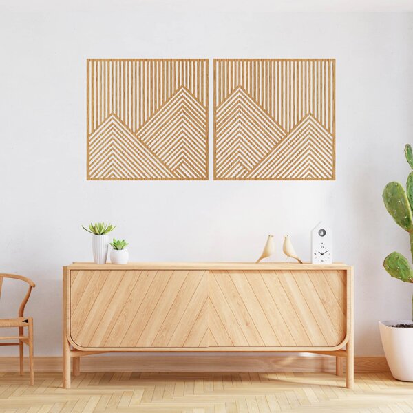 Nástenná dekorácia z dvoma s geometrickými horskými líniami | LERA: HDF - Javor 20 cm 4758-113644 HDF0481