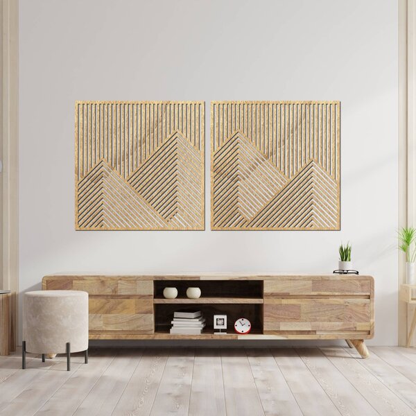 Drevený obraz na stenu Hory – lamelový set (2 ks) | KLERAI: Preglejka Topoľ - Honey 3071 20 cm 4759-113812 PR0481