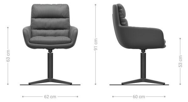 DELIFE Otočná jedálenská stolička Abelia-Flex s opierkami zmiešané materiály čierna široká kovová podstava z nerezovej ocele otočná o 360° s hojdacou funkciou