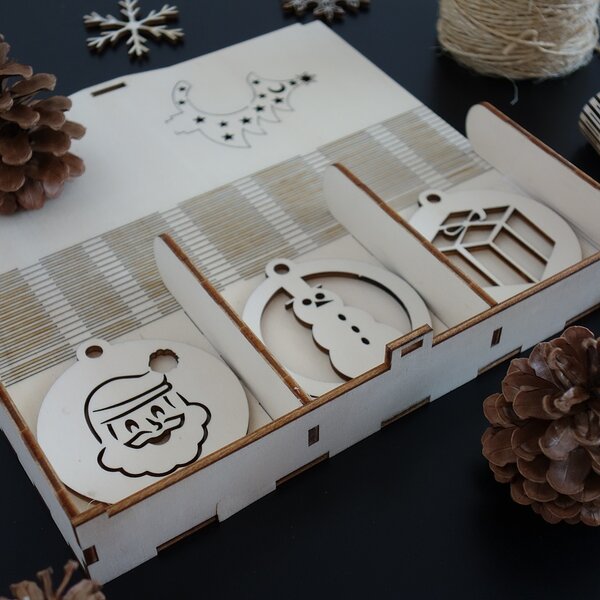 Drevené ozdoby na vianočný stromček, 1 sada-18 kusov 3474 PR0101-Christmas decorati HEU-
