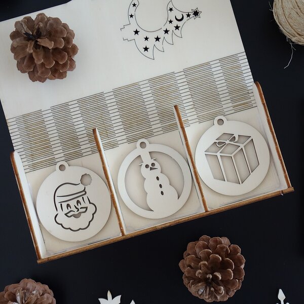 Drevené ozdoby na vianočný stromček, 1 sada-18 kusov 3474 PR0101-Christmas decorati HEU-