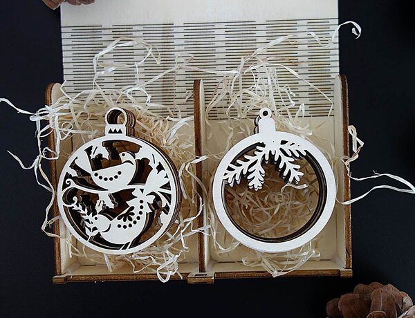 Ozdoby na Vianoce vyrobené z dreva, 1 sada-12 kusov DIODOF 3249 PR0044-Vintage decoration