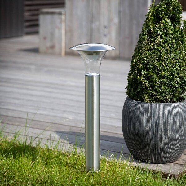 Lindby Solárne LED svietidlo na zem Jolin, 66 cm, nerezová oceľ, Hliník / sivá / zinok, Nehrdzavejúca oceľ, Moderný, Solárne svietidlá