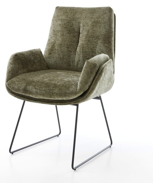 DELIFE Jedálenská stolička Clea-Flex šenilka olivová tenká podstava čierna