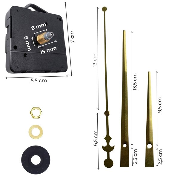 Zlaté hliníkové ručičky na hodiny - dizajn kotvy 16 / 12 cm 4755 R106