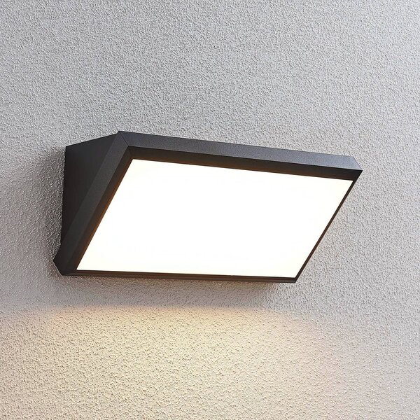 Lindby LED vonkajšie nástenné svietidlo Abby, sivé, plast, IP65, Čierna, Plast, Moderný, Nástenné svietidlo