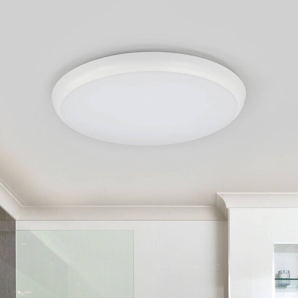 Arcchio LED stropné svietidlo Augustin, Ø 40 cm, 4 000 K, IP54, Biela / opálová, Kúpeľňa, Plast, Moderný, Závesné svietidlo