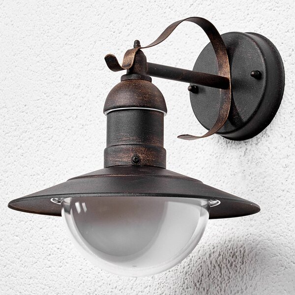 Lindby LED vonkajšie nástenné svietidlo Clea, šírka 24 cm, kov, Meď, Nehrdzavejúca oceľ, Moderný, Nástenné svietidlo