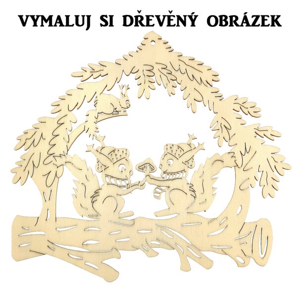 AMADEA Drevený obrázok na vymaľovanie veveričky 20 cm