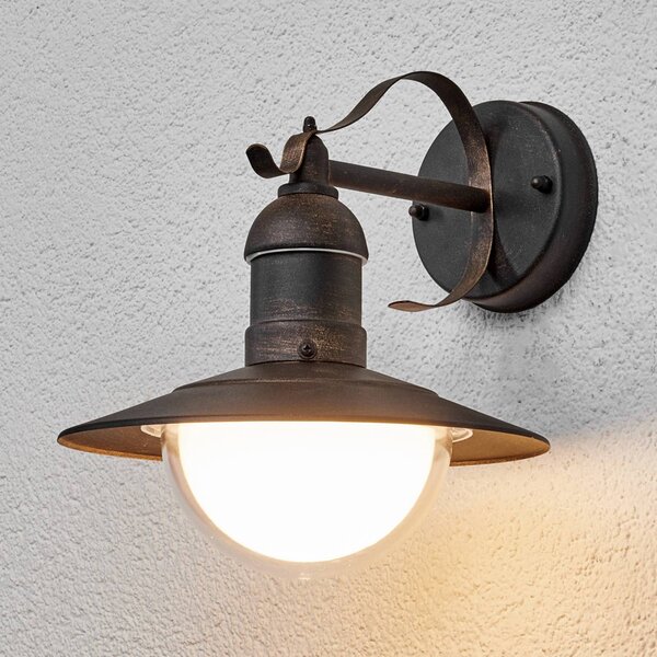 Lindby LED vonkajšie nástenné svietidlo Clea, šírka 24 cm, kov, Meď, Nehrdzavejúca oceľ, Moderný, Nástenné svietidlo