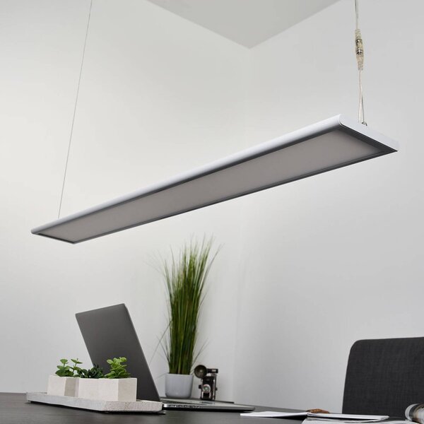 Arcchio LED kancelárske závesné svietidlo Samu, hore/dole, stmievateľné, hliník, Biela / opálová, Pracovňa / Kancelária, Plast, Moderný, Závesné svietidlo