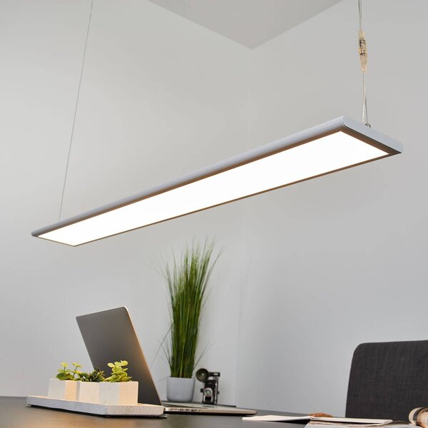 Arcchio LED kancelárske závesné svietidlo Samu, hore/dole, stmievateľné, hliník, Biela / opálová, Pracovňa / Kancelária, Plast, Moderný, Závesné svietidlo