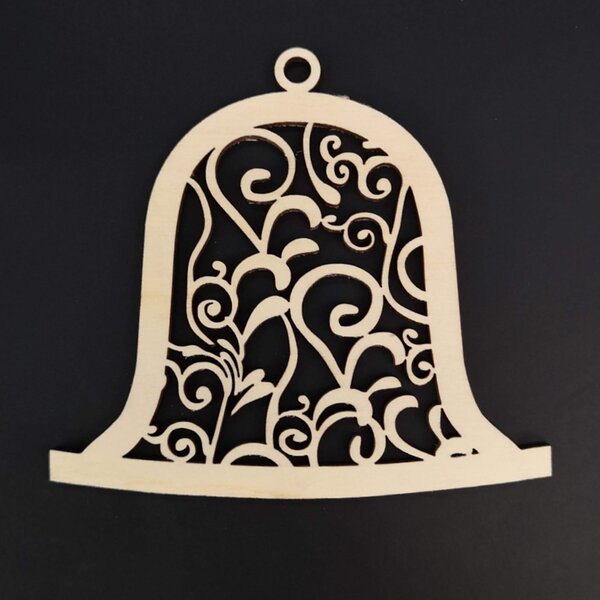 AMADEA Drevená ozdoba zvonček s ornamentom 9 cm