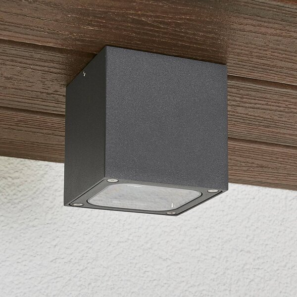 Lucande stropné LED svetlo Tanea, 10x10 cm, tmavošedá, IP54, Hliník / sivá / zinok, Hliník, Moderný, Stropné svetlo