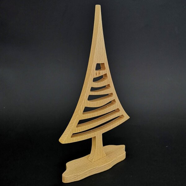AMADEA Drevený 3D strom ihličnan, masívne drevo, výška 22 cm