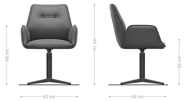 DELIFE Otočná jedálenská stolička Zoa-Flex zmiešané materiály tmavobéžová podstava s efektovou titánovou povrchovou úpravou 360° otočná vrecková pružina