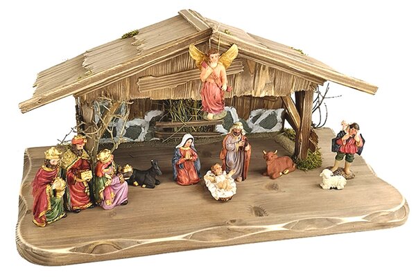 AMADEA Drevený betlehem šedohnedý BEZ FIGURÍK 45 cm